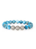 Apatite Beaded Bracelet | Triple Sterling Silver Beads | Turquoise Gemstones