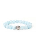 Aquamarine Beaded Bracelet | Sterling Silver Bead | Light Blue Gemstones