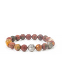 Ocean Jasper Beaded Bracelet | Sterling Silver Bead | Multicolored Gemstones