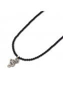 Men's Black Onyx Beaded Necklace | Sterling Silver Flying Dragon Jewelry