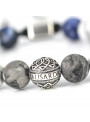 Mixed Sodalite, White Howlite, Leopard Skin Jasper Beaded Bracelet | Sterling Silver Bead | Multicolored Gemstones on Black Cord