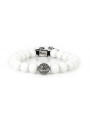 White Quartz Beaded Bracelet | Sterling Silver Bead | White Gemstones on Black Cord