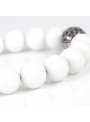 White Quartz Beaded Bracelet | Sterling Silver Bead | White Gemstones on Black Cord