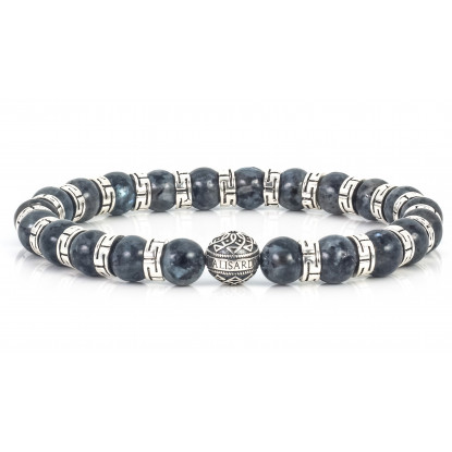 Sparkling Black Labradorite Beaded Bracelet | Sterling Silver Jewelry | Mixed Dark Grey, Black gemstones