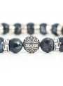 Sparkling Blue Labradorite Beaded Bracelet | Sterling Silver Jewelry | Mixed Grey-Dark Blue gemstones