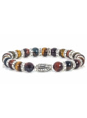 Sparkling Mixed Tiger Eye Beaded Bracelet | Sterling Silver Jewelry | Multicolored Gemstones