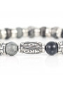 Sparkling Grey Tiger Eye Beaded Bracelet | Sterling Silver Jewelry | Light Grey Gemstones