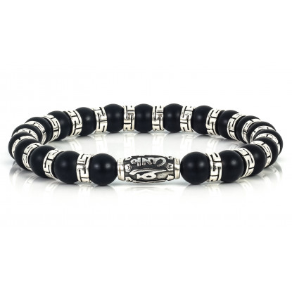 Sparkling Matte Black Onyx Beaded Bracelets | Sterling Silver Jewelry | Black Gemstones