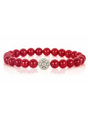 Festive Rubellite Beaded Bracelet |Sterling Silver Jewelry | Red Gemstones