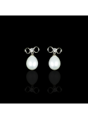 Noeud Earrings | Fresh Water Pearl | 14K White Gold