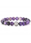 Charoite Beaded Bracelet | Sterling Silver Bead | Purple Gemstones