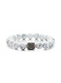 White Howlite Beaded Bracelet | Sterling Silver Jewelry | White Gemstones