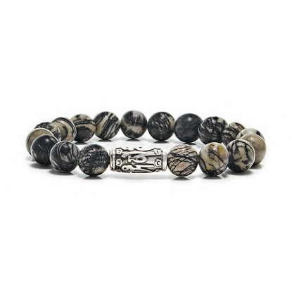 Zebra Jasper Beaded Bracelet | Sterling Silver Jewelry | Multicolored Gemstones