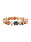 Moonstone Beaded Bracelet | Sterling Silver Bead | Multicolored Gemstones