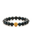 Chrysocolla Beaded Bracelet | 24 K Gold Plated Silver Bead | Dark Blue Gemstones