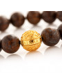 Bronzite Beaded Bracelet | 24 K Gold Plated Silver Bead | Dark Brown Gemstones