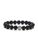 Black Onyx Beaded Bracelet | Sterling Silver Bead | Black Gemstones
