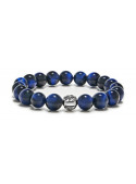 Blue Tiger Eye Beaded Bracelet | Sterling Silver Bead | Blue Gemstones