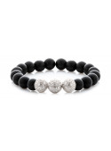 Matte Onyx Beaded Bracelet | Triple Sterling Silver Beads | Matte Black Gemstones