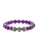 Amethyst Beaded Bracelet | Triple Sterling Silver Beads | Purple Gemstones