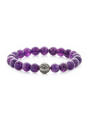 Amethyst Beaded Bracelet | Sterling Silver Bead | Purple Gemstones