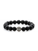 Lava Beaded Bracelet | Sterling Silver Bead | Black Gemstones