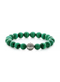 Malachite Beaded Bracelet | Sterling Silver Bead | Green Gemstones
