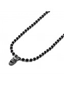Men's Black Onyx & Silver Beaded Necklace | Sterling Silver Dragon Jewelry