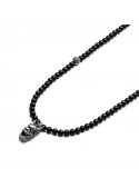 Men's Black Onyx Beaded Necklace | Sterling Silver Dragon Jewelry